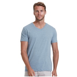 True Classic Mens V Neck T Shirts – Soft, Fitted Undershirts for Men Pack – Mens Undershirts – Cotton Blend, Tag-Free, Pack of 1, Heather Indigo, XL
