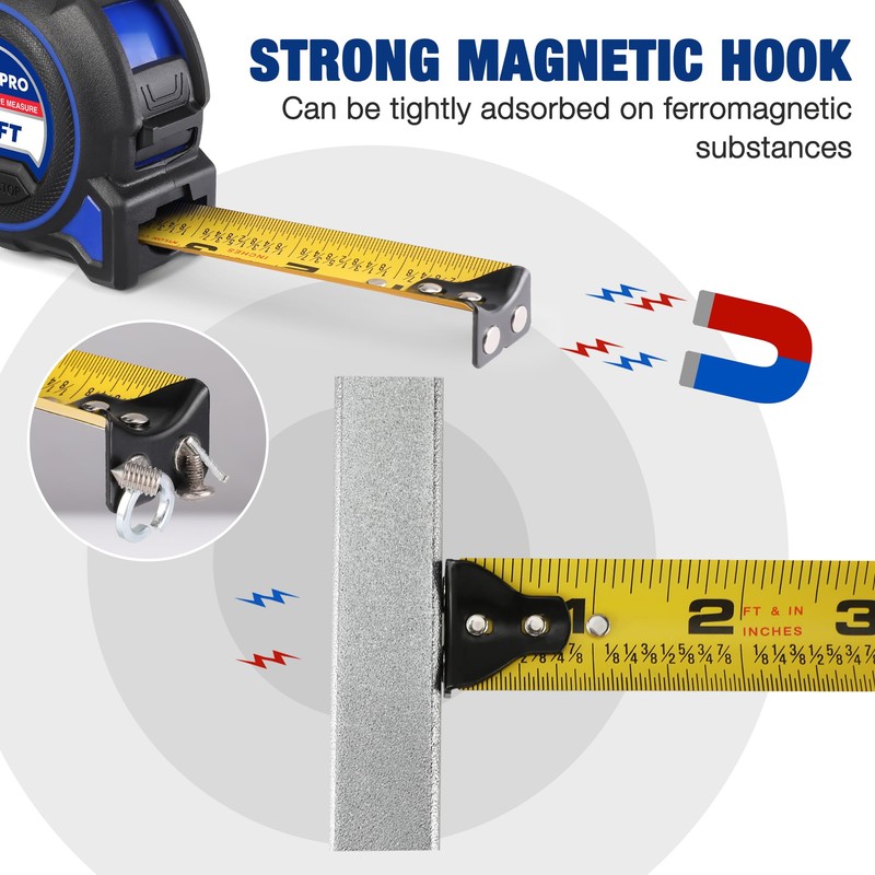 WORKPRO 16FT Tape Measure, 2 Pcs Heavy Duty Retractable Tape