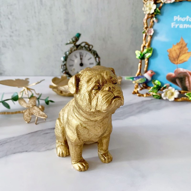 Pewery Golden Dog Statue, Animal Figurine Home Decor, Dog Sculpture