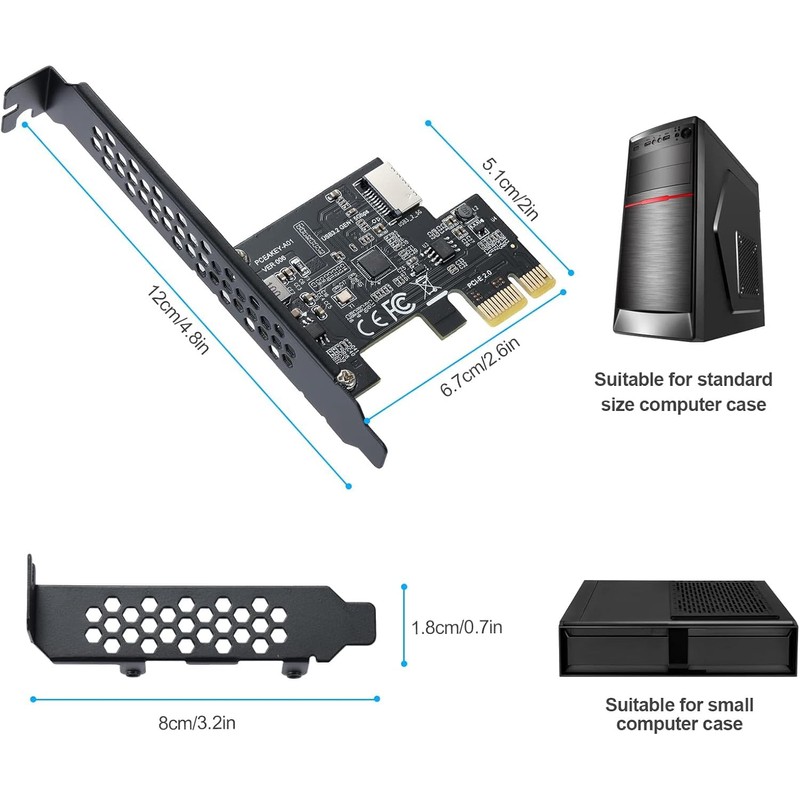 YABOANG PCIE USB 3.2 GEN1 Type-E Expansion Card, PCI Express