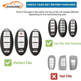 Koaudb Car Key Case Cover Fits Nissan 350Z, Qashqai, Murano, X-Trail, Kicks, Tiida, Micra, Pathfinder, Juke 3-Button Key Case TPU Key Case with Key Fob (R-Nisn-3-W)