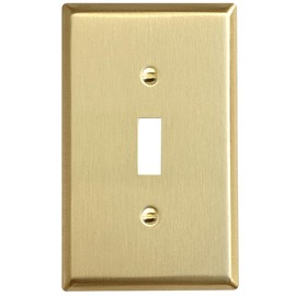 Rio Salto MIDSIZE BRASS Signature Collection Decorative Brushed Brass Gold Metal Outlet Covers, Light Switch Cover Plate, Premium Wall Plate 1-Gang Single Toggle Flip Switch, 4.94" x 3.13", 1-Pack