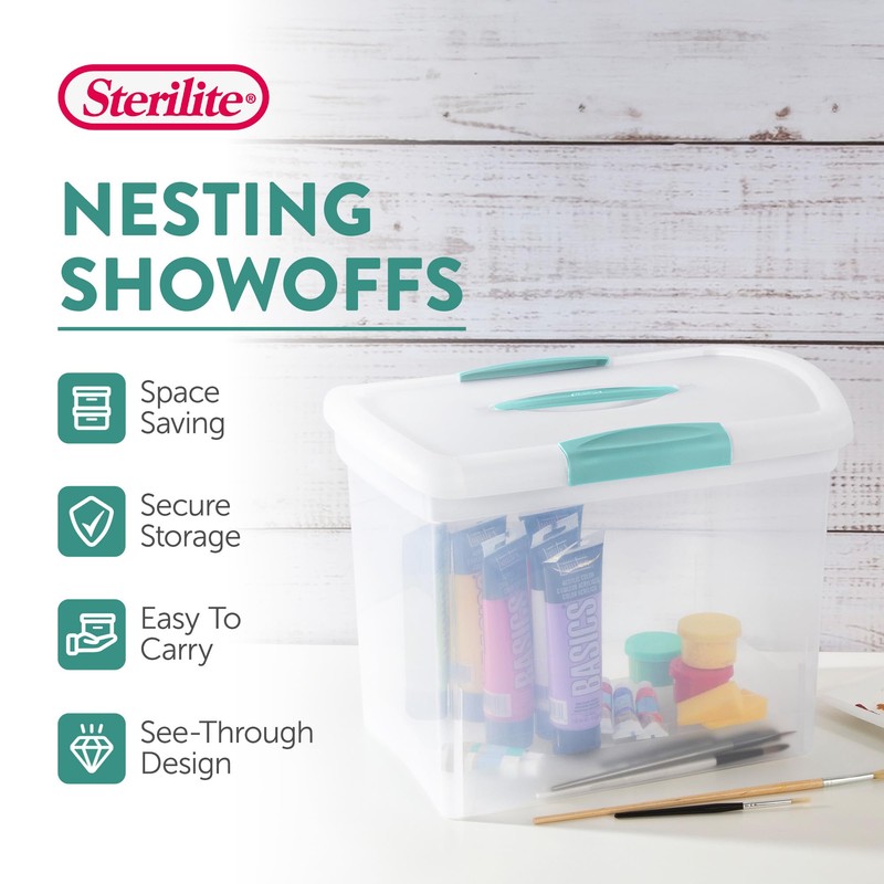 Sterilite Large Nesting ShowOffs, Stackable Small Storage Bin with Latching