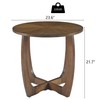 Solid Wood Round End Table with Splicing Top, Farmhouse Sofa
