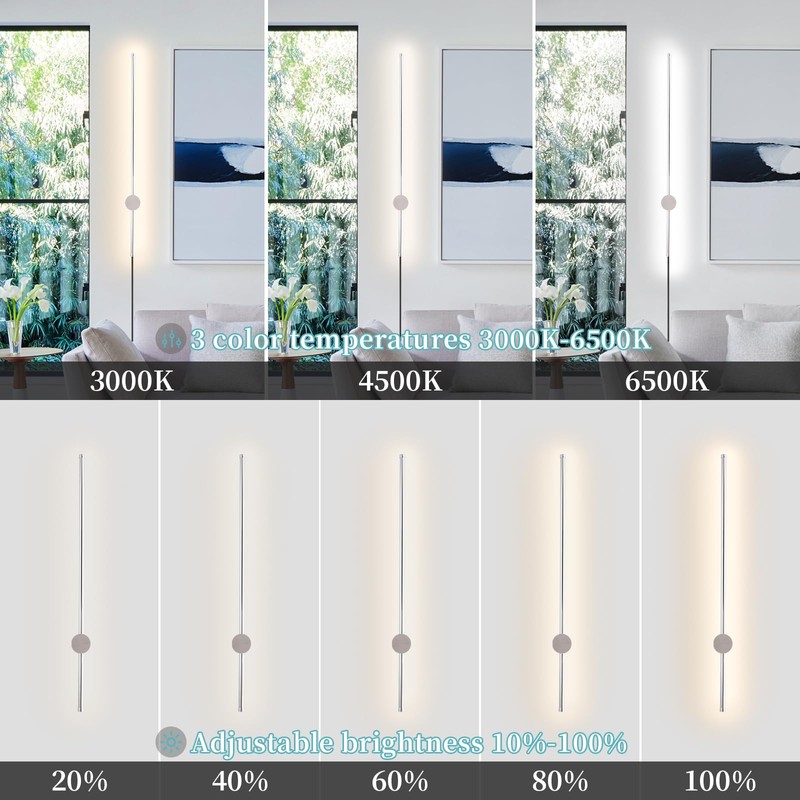 KELUOLY Modern Chrome Plug in Wall Sconce with Remote, Dimmable