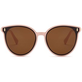 styleBREAKER Cateye 09020141 Women's Sunglasses with Flat Polycarbonate Lenses, Plastic Frame, Metal Arms, Oversize, Frame rose / glass brown tinted
