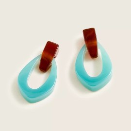 J.CREW J Crew NWT $49.50 Made-in-Italy Art Deco Door Knocker Earrings in Wintermint