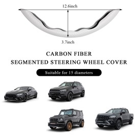 povtii 2 PCS Car Steering Wheel Cover, Carbon Fiber Auto Steering Wheel Segmented Protector, Anti-Skid Butterfly Cover for Most Vehicles with 15" Steering Wheel, Car Accessories (White)