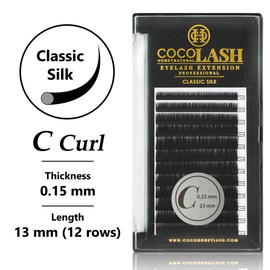 COCO Honey Lash Eyelash Extensions, Classic C Curl [0.15mm], Faux Mink Individual Lash Extensions (Length: 13mm)