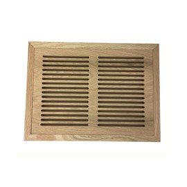 8 Inch x 12 Inch Red Oak Hardwood Vent Floor Register Flush Mount with Frame, Slotted Style, Unfinished