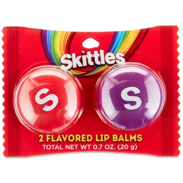 Skittles Flavored Lip Balm 2 Piece Set Cherry And Grape