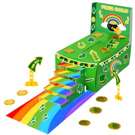 ORNACELE St Patricks Day Decorations, Catch a Leprechaun Trap DIY Craft Set for Kids Party Supplies, Including Rainbow, Ladder, Coins, Shamrock