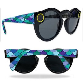MightySkins Skin Compatible with Snapchat Snapchat Spectacles - Blue Scales | Protective, Durable, and Unique Vinyl Decal wrap Cover | Easy to Apply, Remove, and Change Styles | Made in The USA