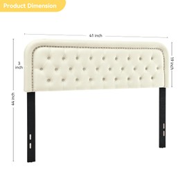 Beyetsea Headboard Twin Size - Velvet Headboard,Adjustable Height Solid Wood Twin Headboards Only (40"-45"),Beige