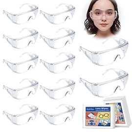 FSWWSF Pack of 12 Transparent Safety Glasses, Work Safety Glasses, Transparent Safety Glasses, Protective Glasses, Work Safety Glasses, Scratch-Resistant for Men and Women, Cycling, Mountaineering,