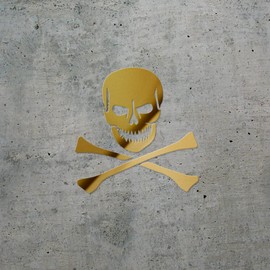 Decal Stickers of Skull Crossbones 01 (Metallic Gold) (Set of 2) Premium Waterproof Vinyl Decal Stickers for Laptop Smartphone Car Dirt Bike Wall Room Mason Jar Bathtub - BICVER1523271GOW19Y24