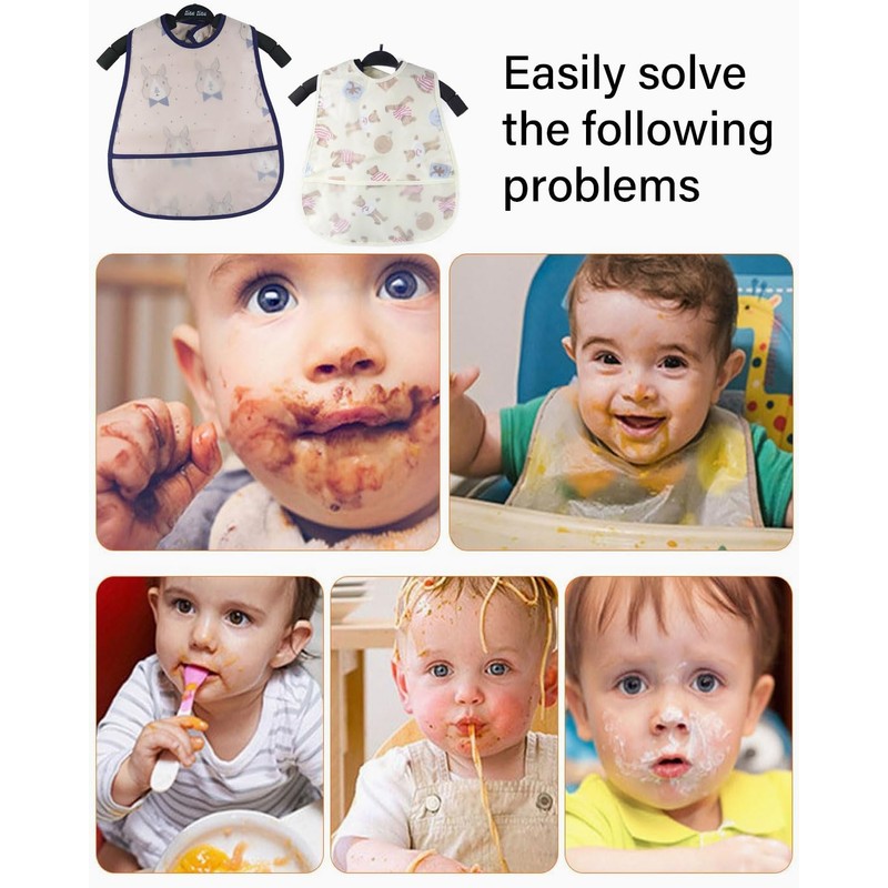 TPZORJX 2 Pack Baby Bibs Waterproof Bibs with Pockets Washable