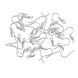 DNHCLL 100PCS Ball & Coil Earring Hooks Metal Hypoallergenic Earring Hooks Fish Earwire with Coil for DIY Jewelry Makings (Silver)