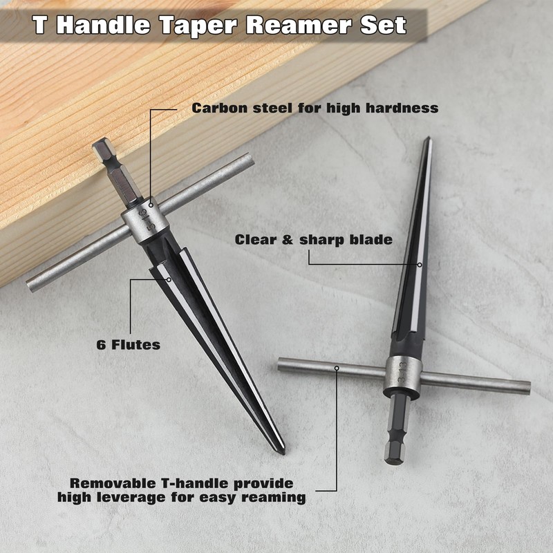 LEONTOOL Taper Reamer, Taper Reamer, Hexagonal Shaft T-Handle Reamer, Taper