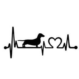 Dachshund Heartbeat Car Sticker 18 cm Wide