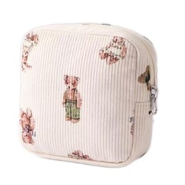 Small Makeup Bag for Purse,Corduroy Cute cosmetic bag for Purse,Portable Mini Makeup Bag,Travel Toiletry Small Makeup Pouch For Women,Mini Pouch Lipstick Cosmetic Accessories Organizer, Cute Bear