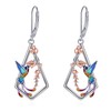 Hummingbird Earrings Sterling Silver Hummingbird Flower Dangle Earrings Bird Jewellery