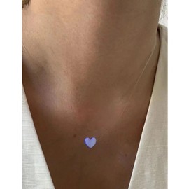 Aneneiceera Vintage Tiny Acrylic White Heart Pendant Necklace Invisible Heart Choker Necklaces Silver Transparent Chain Necklaces Thin Fishing Line Necklace Chain Jewellery for Women (White), Zinc