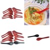 Plastic Large Soup Spoons with Long Handle, Red and Black