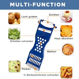 Vegetable Hairdresser, 6 in 1 Multifunctional Peeler, Easy Rasp/Cut/Peeling, Sharp Stainless Steel Blade, Vegetable Hairdresser, for Fruit and Vegetable Cutting, Dishwasher Safe