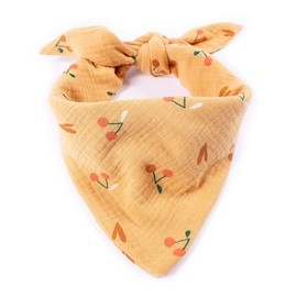 FELLSOCKE süßes Hundehalstuch Bandana waschbar aus Baumwolle (Kirschenmuster, 90x58x58 cm)