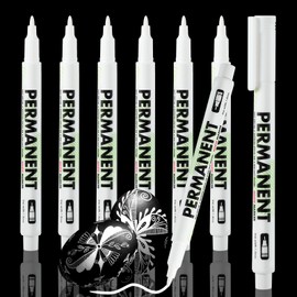 Andibro Acrylic White Paint Pens, 6Pcs Permanent Waterproof Quick Drying Paint Pen Set 1mm Pen Tip for Art Projects Drawing Rock Painting Stone Ceramic Glass Wood Plastic Metal Canvas DIY Crafts