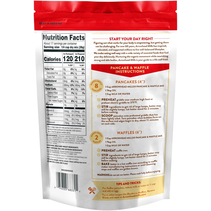 Arrowhead Mills Buttermilk Pancake and Waffle Mix, 22 oz (Pack