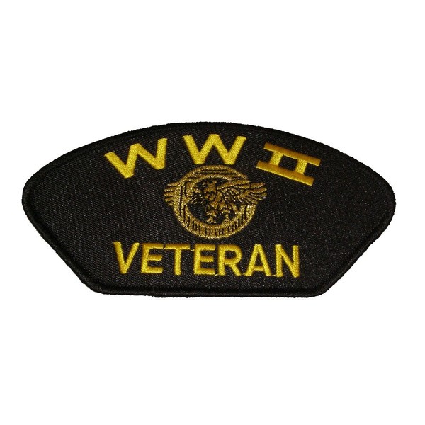 WWII VETERAN WITH RUPTURED DUCK WW2 PATCH - Gold on