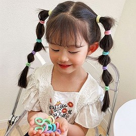 Knotless Colored Hair Tie Hairpin Pigtail Elastic Band Black Women (WFI70GO) / 무매듭 컬러 머리끈 머리핀 양갈래 고무줄 검정 여성 (WFI70GO)