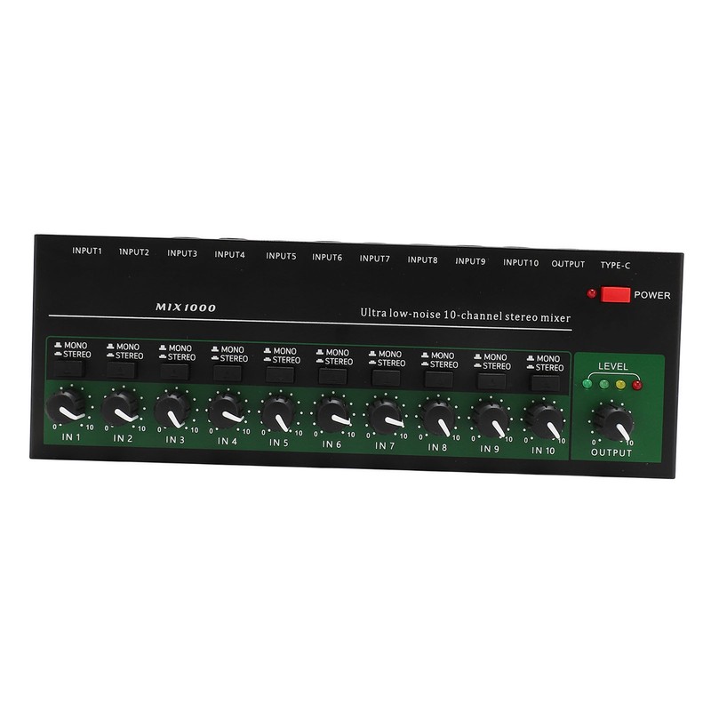10 Channel Sound Mixer Independent Volume Control Knob Professional Multichannel
