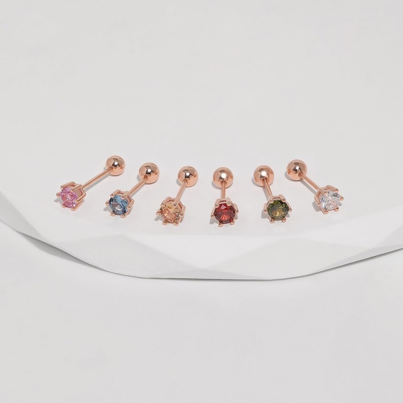 Meissa Geburtsstein-Ohrringe für Damen und Mädchen, Schraubverschluss-Diamant-Ohrringe 925 Sterling Silber