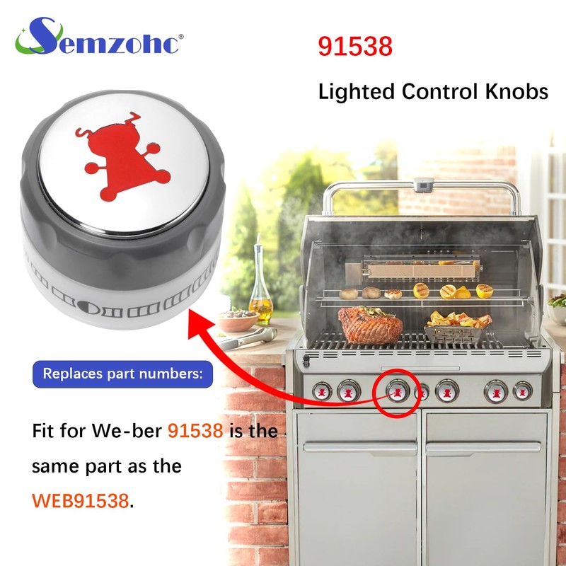 91538 Grill Lighted Control Knobs, 2 Pack Outdoor Grill knobs