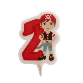 Pirate Candles for Birthday Cake - 7CM (3 Inches) - Pirate Candles for Cake - Birthday Party - 2D Pirate Cake Candle - Number 2