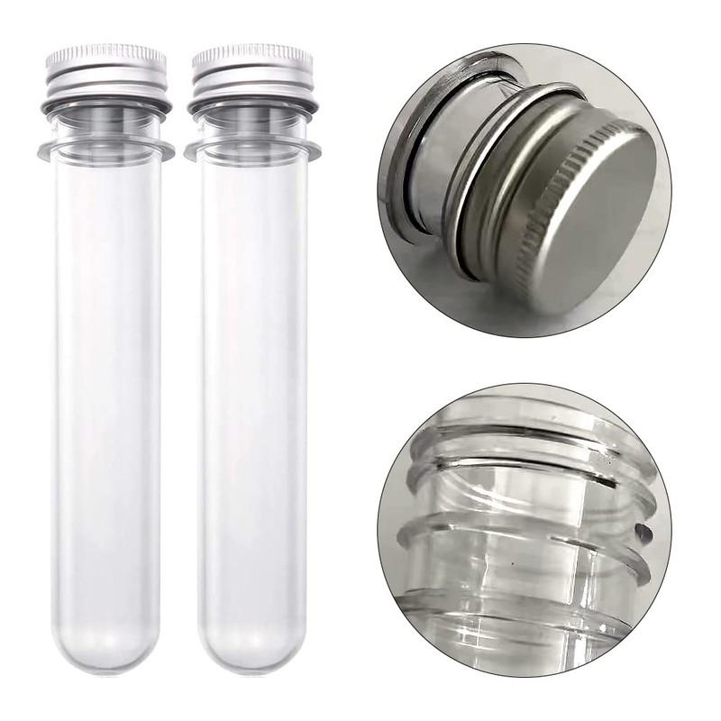 5 Pcs 40ml Plastic Test Tubes with Lid, Clear Test