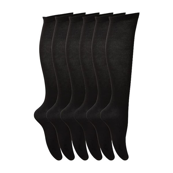 Youngly 6 Pairs of Cotton Lycra Plain Knee High Socks