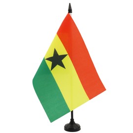 Ghana Table Flag 5'' x 8'' - Ghanaian Desk Flag 21 x 14 cm - Black plastic stick and base - AZ FLAG