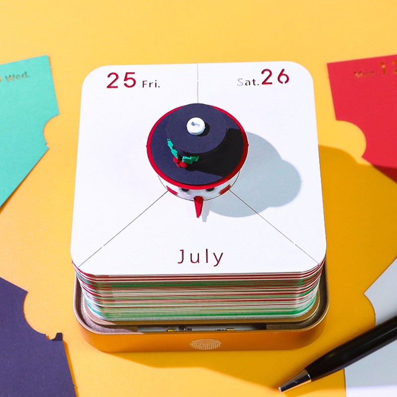 Luocute 3D Calendar, Tear Away Paper Carving Art Snowman 3D