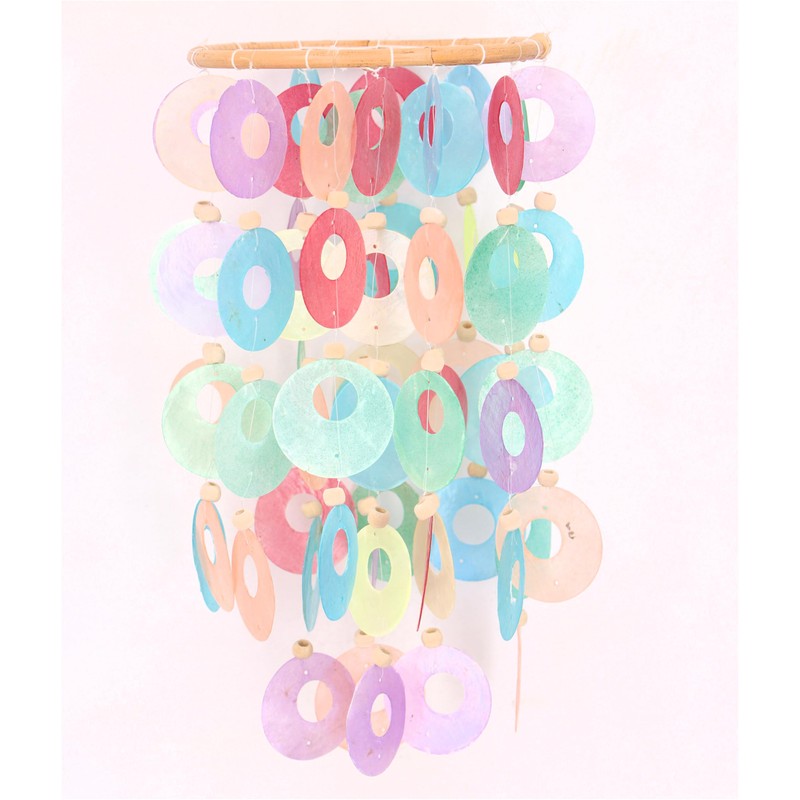 GURU SHOP Round Shell Wind Chime – Colourful, Multicoloured, Shell
