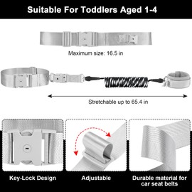 Accmor Toddler Waist Leash Belt, Reflective Baby Anti Lost Wrist Link, Kids Walking Harnesses Children Wristband Tether Leashes with Lock for Boys Girls Ages 1-4 to Outdoor Travel (Black)