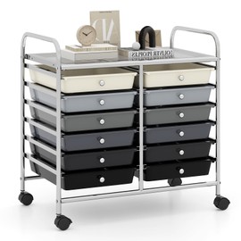 MAT EXPERT 12-Drawer Rolling Storage Cart, Mobile Utility Cart on Wheels, Removable Storage Drawers for Home, Study, Office, School,Paper Organizer (Gradient Gray)