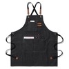 EWIZ Cotton Linen Apron Adjustable Straps with Three Pockets for