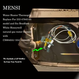 MENSI Water Heater Pilot Burner Assembly Fit for Bradford White,17/26 Honeywell CS8840A1-1041,Replace for 415-47845-05, 233-47845-02A, 233-47845-03, and Rheem Replacement Kit