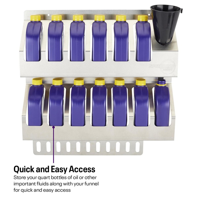 Speedway Motors 12-Quart Oil Storage Shelf, Aluminum, For Garage/Trailer