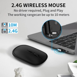 ACOZYKITTEN Wirless Pebble Sleek Mouse, 2.4G Slim Portable Lightweight Computer Mice with USB Nano Receiver, 2400 DPI, Anti Slip Roller, for Notebook, PC, Laptop, Computer - Black