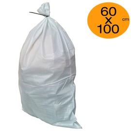Dihl Pack of 10 Woven Rubble Sacks, 60 x 100cm, White, Reusable Polypropylene PP, Multi-Purpose Builders Sack, 23 x 39”, Garden Refuse Waste Bags, Sandbag, 10 Pcs
